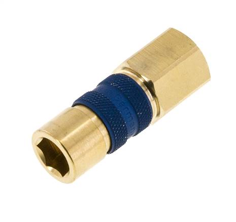 Messing DN 5 blau-kodierte Luftkupplung Muffe G 1/4 Zoll Innengewinde