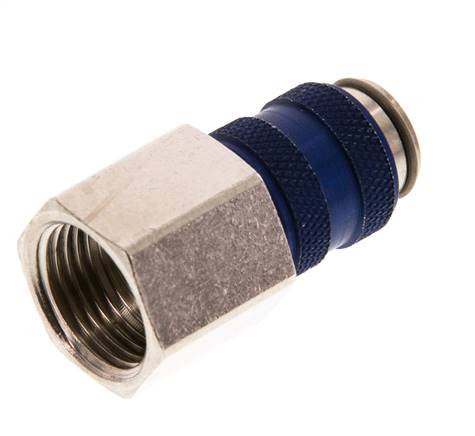 Messing vernickelt DN 5 Blau Luftkupplung Muffe G 3/8 Zoll Innengewinde