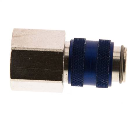 Messing vernickelt DN 5 Blau Luftkupplung Muffe G 3/8 Zoll Innengewinde