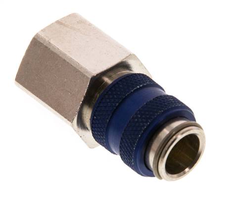 Messing vernickelt DN 5 Blau Luftkupplung Muffe G 3/8 Zoll Innengewinde