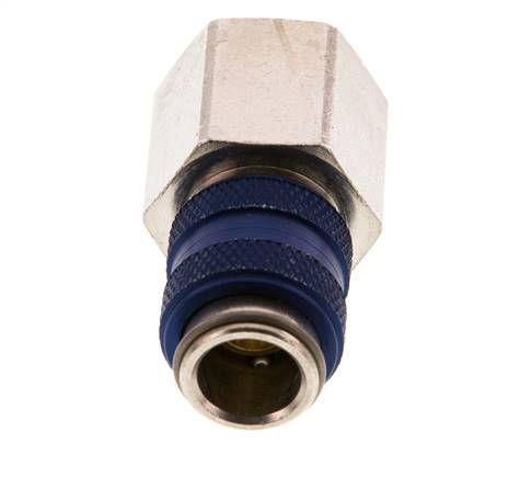 Messing vernickelt DN 5 Blau Luftkupplung Muffe G 3/8 Zoll Innengewinde