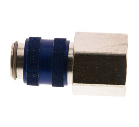 Messing vernickelt DN 5 Blau Luftkupplung Muffe G 3/8 Zoll Innengewinde