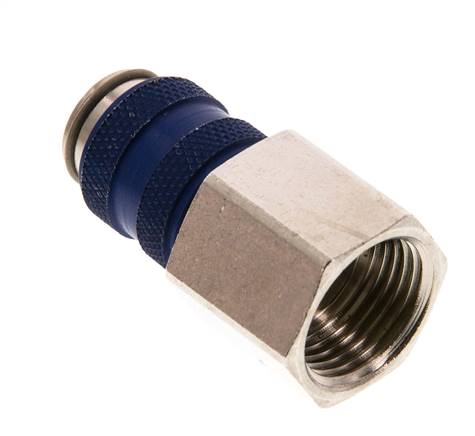 Messing vernickelt DN 5 Blau Luftkupplung Muffe G 3/8 Zoll Innengewinde