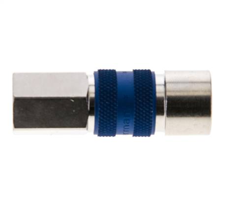 Messing vernickelt DN 5 blau kodierte Luftkupplungsmuffe G 1/8 Zoll Innengewinde