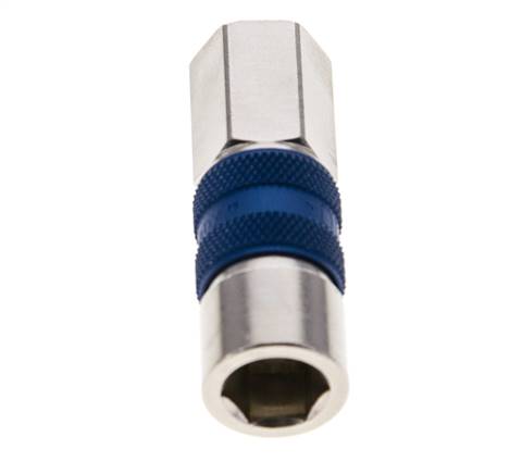 Messing vernickelt DN 5 blau kodierte Luftkupplungsmuffe G 1/8 Zoll Innengewinde