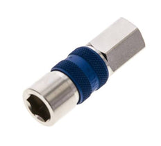 Messing vernickelt DN 5 blau kodierte Luftkupplungsmuffe G 1/8 Zoll Innengewinde