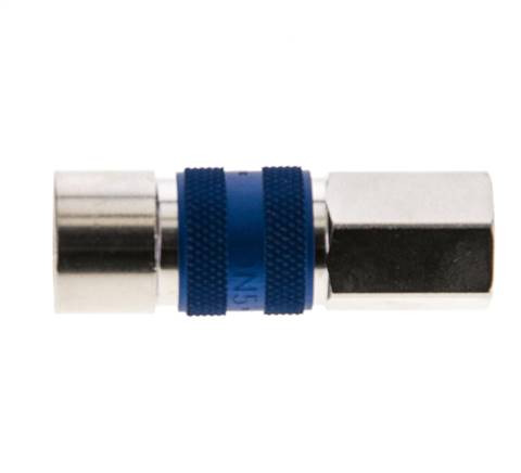 Messing vernickelt DN 5 blau kodierte Luftkupplungsmuffe G 1/8 Zoll Innengewinde