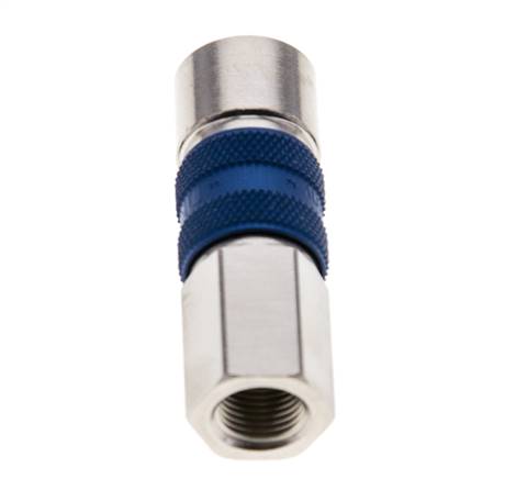 Messing vernickelt DN 5 blau kodierte Luftkupplungsmuffe G 1/8 Zoll Innengewinde