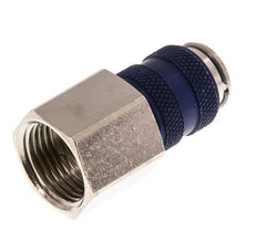 Messing vernickelt DN 5 Blau Luftkupplung Muffe G 3/8 Zoll Innengewinde Doppelabsperrung