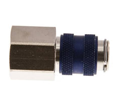 Messing vernickelt DN 5 Blau Luftkupplung Muffe G 3/8 Zoll Innengewinde Doppelabsperrung