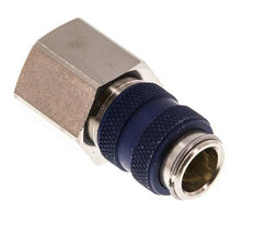 Messing vernickelt DN 5 Blau Luftkupplung Muffe G 3/8 Zoll Innengewinde Doppelabsperrung