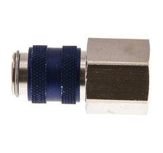 Messing vernickelt DN 5 Blau Luftkupplung Muffe G 3/8 Zoll Innengewinde Doppelabsperrung