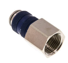 Messing vernickelt DN 5 Blau Luftkupplung Muffe G 3/8 Zoll Innengewinde Doppelabsperrung