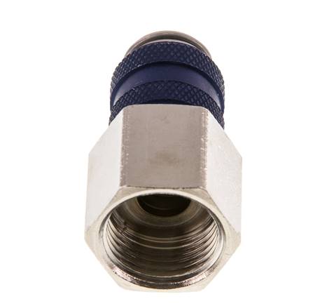Messing vernickelt DN 5 Blau Luftkupplung Muffe G 3/8 Zoll Innengewinde Doppelabsperrung