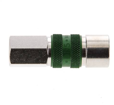 Messing vernickelt DN 5 grün kodierte Luftkupplungsmuffe G 1/8 Zoll Innengewinde