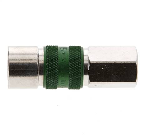 Messing vernickelt DN 5 grün kodierte Luftkupplungsmuffe G 1/8 Zoll Innengewinde