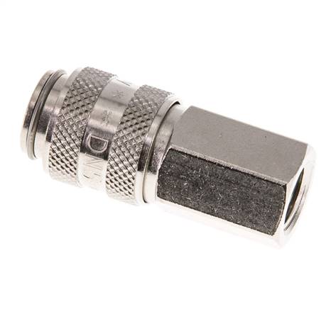 Messing vernickelt DN 5 Luftkupplungsmuffe G 1/8 Zoll Innengewinde Doppelabsperrung