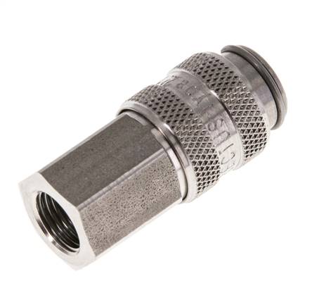 Edelstahl 316L DN 5 Luftkupplung Muffe G 1/8 Zoll Innengewinde Doppelabsperrung