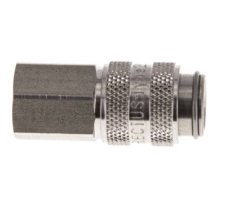 Edelstahl 316L DN 5 Luftkupplung Muffe G 1/8 Zoll Innengewinde Doppelabsperrung