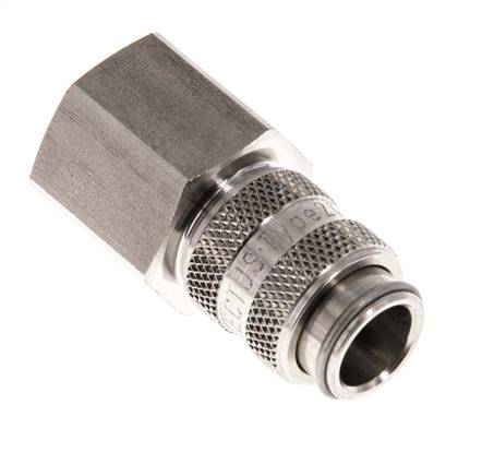 Edelstahl 316L DN 5 Luftkupplung Muffe G 3/8 Zoll Innengewinde Doppelabsperrung