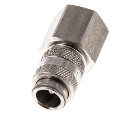 Edelstahl 316L DN 5 Luftkupplung Muffe G 3/8 Zoll Innengewinde Doppelabsperrung