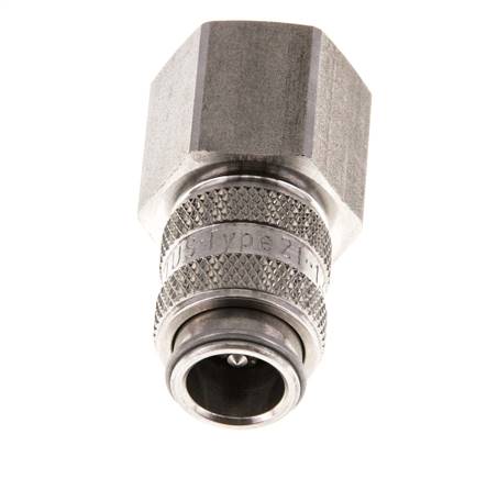 Edelstahl 316L DN 5 Luftkupplung Muffe G 3/8 Zoll Innengewinde Doppelabsperrung