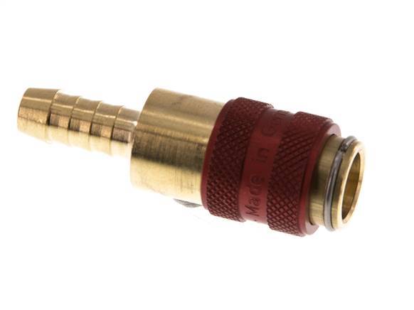 Messing DN 5 Rot Luftkupplungsmuffe 6 mm Schlauchpfeiler