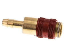 Brass DN 5 Red Air Coupling Socket 6 mm Hose Pillar Double Shut-Off