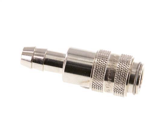 Nickel-plated Brass DN 5 Air Coupling Socket 8 mm Hose Pillar Double Shut-Off