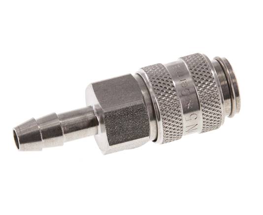 Edelstahl DN 5 Luftkupplungsmuffe 6 mm Schlauchsäule Doppelabsperrung
