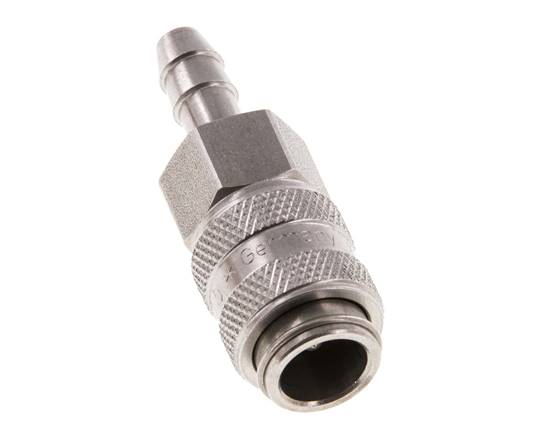 Edelstahl DN 5 Luftkupplungsmuffe 6 mm Schlauchsäule Doppelabsperrung