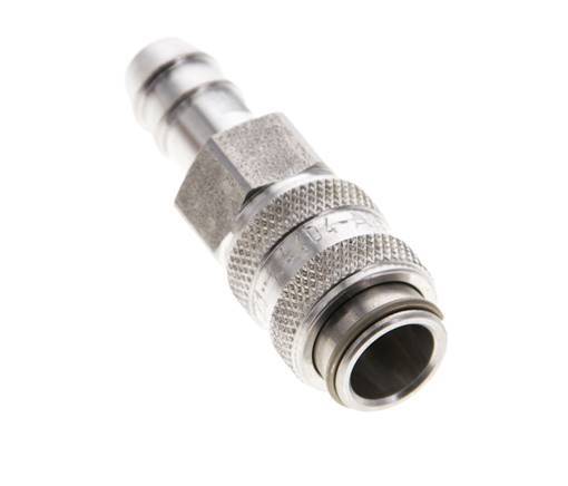 Stainless Steel 316L DN 5 Air Coupling Socket 9 mm Hose Pillar Double Shut-Off