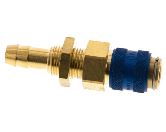 Messing DN 5 Blau Air Coupling Socket 8 mm Schlauch Säule Bulkhead