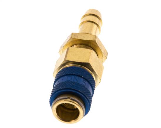 Messing DN 5 Blau Air Coupling Socket 8 mm Schlauch Säule Bulkhead