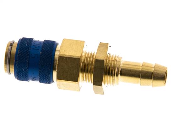 Messing DN 5 Blau Air Coupling Socket 8 mm Schlauch Säule Bulkhead
