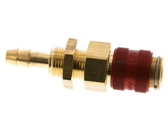 Messing DN 5 Rot Air Coupling Socket 6 mm Schlauch Säule Bulkhead
