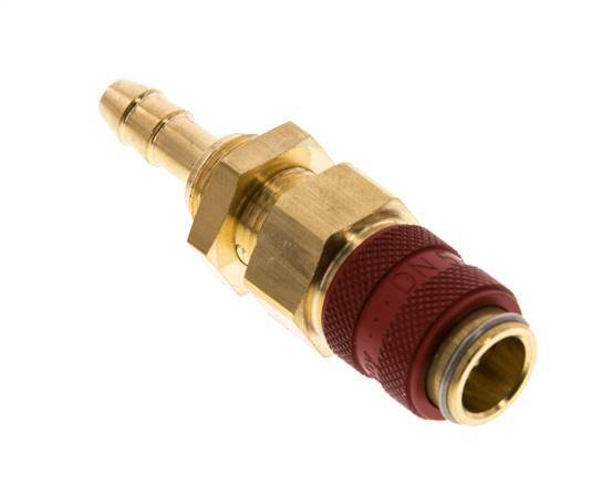 Messing DN 5 Rot Luftkupplung Muffe 6 mm Schlauch Säule Bulkhead Doppelte Absperrung