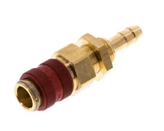 Messing DN 5 Rot Luftkupplung Muffe 6 mm Schlauch Säule Bulkhead Doppelte Absperrung