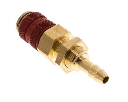 Messing DN 5 Rot Luftkupplung Muffe 6 mm Schlauch Säule Bulkhead Doppelte Absperrung