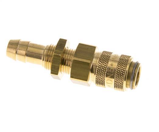 Brass DN 5 Air Coupling Socket 9 mm Hose Pillar Bulkhead Double Shut-Off