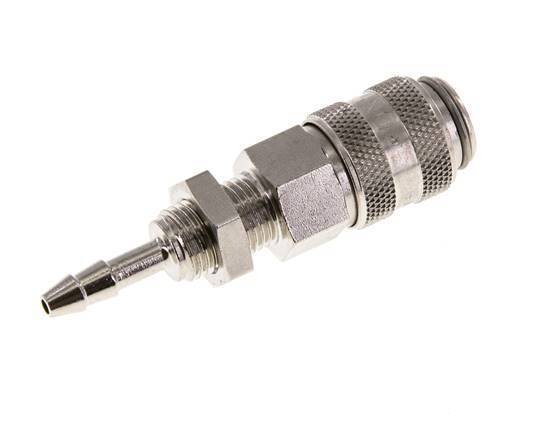 Messing vernickelt DN 5 Luftkupplungsmuffe 4 mm Schlauchsäule Bulkhead