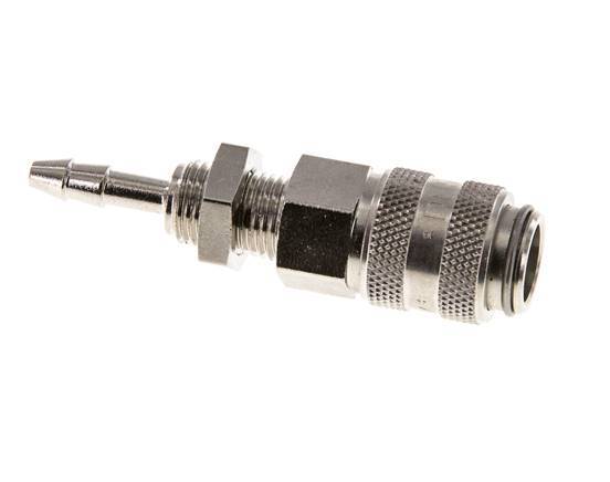 Nickel-plated Brass DN 5 Air Coupling Socket 4 mm Hose Pillar Bulkhead