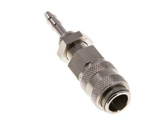 Nickel-plated Brass DN 5 Air Coupling Socket 4 mm Hose Pillar Bulkhead