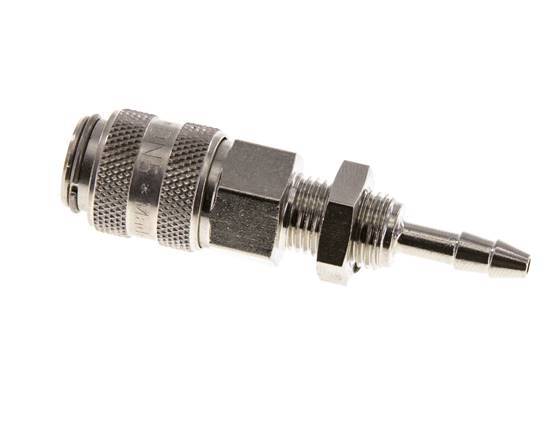 Messing vernickelt DN 5 Luftkupplungsmuffe 4 mm Schlauchsäule Bulkhead