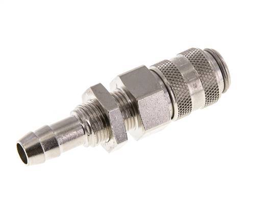 Nickel-plated Brass DN 5 Air Coupling Socket 8 mm Hose Pillar Bulkhead
