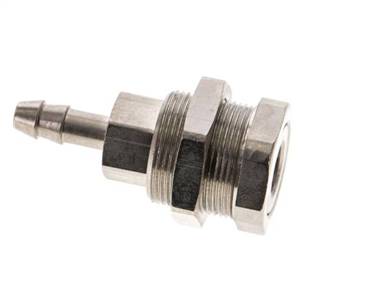 Messing vernickelt DN 5 Luftkupplungsmuffe 6 mm Schlauchsäule Bulkhead Pull-Off