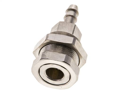 Messing vernickelt DN 5 Luftkupplungsmuffe 6 mm Schlauchsäule Bulkhead Pull-Off