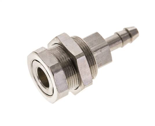 Messing vernickelt DN 5 Luftkupplungsmuffe 6 mm Schlauchsäule Bulkhead Pull-Off
