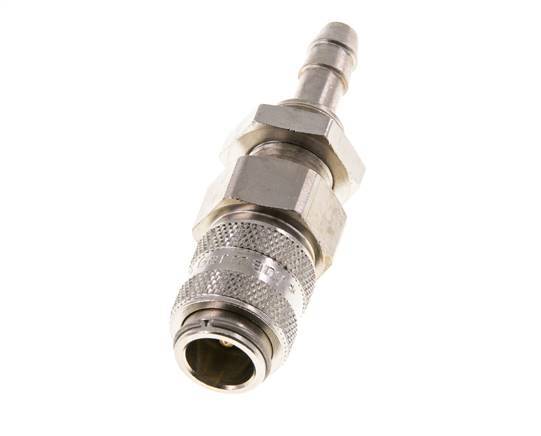 Nickel-plated Brass DN 5 Air Coupling Socket 6 mm Hose Pillar Bulkhead Double Shut-Off