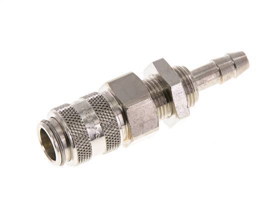 Messing vernickelt DN 5 Luftkupplungsmuffe 6 mm Schlauchsäule Bulkhead Double Shut-Off